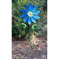 Invernadero Kinetic Metal Yard Art Garden Flower Motion Spinner Teal  Yellow IN2138810